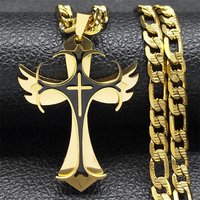 New Oil Drip Cross Pendant Stainless Titanium Steel Men's Jewelry Necklace