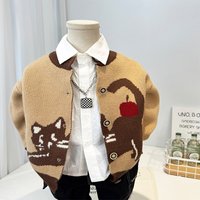 Children's Cartoon Knitted Cardigan for Boys Casual Sweater Jacket Fashionable Autumn Clothing for Toddler Kids (3-7 Years)