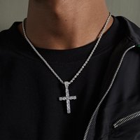 Voghion Deal Enjoy 14% Off Hip Hop Diamond Cross Titanium Steel Necklace