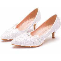 Shoes Elegant simple lace flower wedding shoes 5cm high heeled bridal shoes wedding photos ceremony shoes wedding shoes