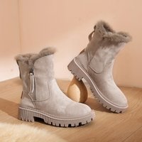 MCDV Thickening Snow Boots Women 2023 Winter Warm Fashion Designer Platform Boots Gladiator Non-slip Short Plush Flats Suede