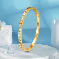 Diamond Bracelet Women Bracelets Gold Titanium Steel Bracelet Titanium Diamond Electroplated Round Stainless Steel For Women High-End Fashion Light L