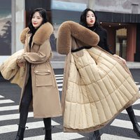 Clothing Customer service long winter lining can be removed large fur collar slim fit thin cotton clothes student cotton jacket coat