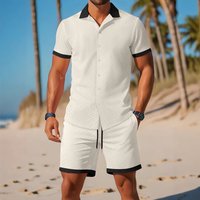 Men’s Clothing New Fashion Men’s Jacquard Color Matching Casual Short Sleeved Suit