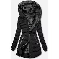 Long Hooded Fleece Lined Winter Coat Slim Fit Mid Length Jacket Zip Closure Warm & Stylish