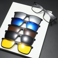 Fashion 6 1 Spectacle Frame 5 PCS Clip On Polarized Sunglasses Magnetic Glasses Male Computer Optical 2299