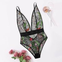 Suspender mesh lace perspective temptation sexy lingerie