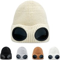 Hats Winter Windproof Goggles Thickened Velvet Ski Hat Windproof Cold Sunglasses Knitted Hat Pilot Warm Pullover Hat