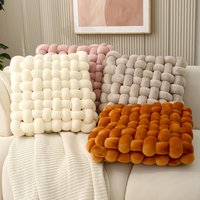 Square Knitted Throw Pillow Soft Fluffy Cushion Sofa & Window Seat 
