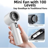 Handheld Digital Display Fan USB Rechargeable Portable High Speed Outdoor Fan 100 Speed Settings High Power Turbine