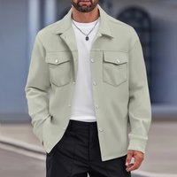 Suitable For All Seasons 2024 Autumn Winter Casual Men's Turn-down Collar Single-breasted Solid Color Double Pocket Slim Fit Jacket Coat