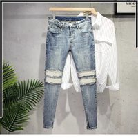 Men's Jeans Nine-point Pants Slim Double Zipper Stretch Casual Pants Long