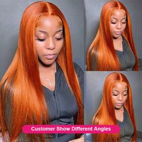hot selling 13×4 Orange Ginger Front Wigs For Women 13×6 Hd Glueless Straight Lace Frontal 4×4 Closure Human Hair Wig