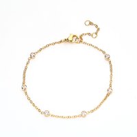 Women's Jewelry Small Fresh Hand Jewelry Simple Plain Style Girlfriends Internet Celebrity Single Diamond Six Diamond Stainless Steel Bracelet