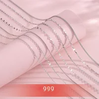 S999 Sterling Pure Sier O Cross Link Chain Necklaces Shining Bling Short Choker Necklace DIY Jewelry Accessories