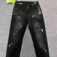 High Street American Vintage Splatter Graffiti Jeans Loose Fit Straight Leg Wide Trousers Casual Streetwear Vibe