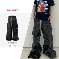 Clothing RICK Style GethBela Matte Coated Overalls Smooth Casual Pants