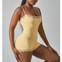 K Lace Edge Jumpsuit For Women, Pure Desire For Nudity, Skin Friendly, With Camisole Vest And Tight Double Layered Shapewear