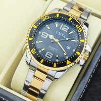 OMYA Men’s Diver Style Watch Rotating Bezel 3ATM Waterproof Quartz Watch With Exhibition Caseback