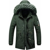 Men's Winter Thermal Parka With Detachable Fur Hood – Windproof Long Coat For Extreme Cold (Black/Red/Army Green/Beige/Gold, XL-6XL)