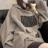 Women's fashion print hooded loose coat