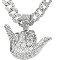 New Cool Men's Personality 666 Pendant Trendy Hip-Hop Full Diamond Finger Cuban Necklace