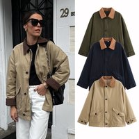 Women's Clothing Fashion Lapel Cotton Jacket Fashionable Stand Collar Quilted Jacket – Autumn/Winter Casual Outerwear In Khaki, Navy & Olive Green