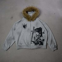 Unisex Hooded Sweatshirt European American Style High Street Letter Print with Fur Collar Cross Border Fashion Men's Clothing
