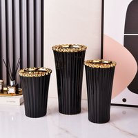 Modern Minimalist Ceramic Vase With Gold Crown Design – Elegant Black & White Home Decor For Living Room, Bedroom, Office