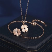 S Sterling Sier Lucky Four Leaf Clover Set Niche Light High End Clavicle Chain Versatile Fashion Cold Style Bracelet