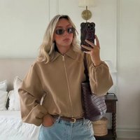 Women's Casual Lapel Zipper Puff Jacket – Lightweight Quilted Coat For Autumn & Winter, Stylish Outerwear For Work & Daily Wear