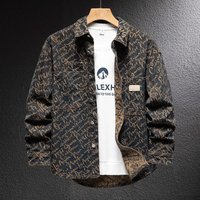 Men's Vintage Denim Shirt Jacket - Oversized Casual Button Up Shirt With Floral Embroidery, Loose Fit Comfort Cotton Blend For Plus Size (M-3XL)