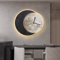 Silent No-Drill Wall Clock For Living Room - Light Luxury Art Design, 50x45cm