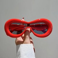 New Inflated Oval Frame Sunglasses For Women Men Fashion Candy Color Thick Frame Aesthetic Shades Female Goggle Sun Glasses