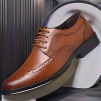Leather Brogue British Korean Style Casual Business Formal Large Size Men S Studio Photo Groomsmen Bridegroom Shoes