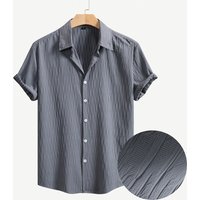 Men’s Clothing Supply Men’s European And American Short Sleeved Shirts 2025 Summer New Men’s Solid Color Lapel Short Sleeved Shirts Men