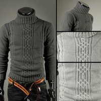 Men's Clothing new men's thickened turtleneck sweater youth long sleeve warm sweater men's top