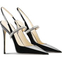 Shoes Genuine Leather Rhinestone High Heels Stilettos Fashionable Versatile Back Opening Closed Toe Single Strap Sexy Sandals
