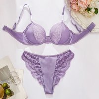 Intimates Sexy Lingerie Lace Perspective Gathered Bra Shorts Two Piece Set