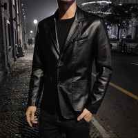 Leather Jacket Business Casual Black Khaki Fashion Costume Neck Coats Large High Adjusted Collection 2025