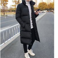 Winter Long Cotton Padded Jacket Plus Fat Stand Up Collar Hooded Over Knee Cotton