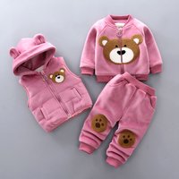 Kid's Clothing 2025 New Style Baby Boys And Girls Plus Velvet Thickened Three Piece Suit Baby Children's Clothing Boy Jacket Style Fashion Suit
