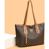 Vintage-Inspired Large Capacity Tote Bag For Women - Stylish PU Shoulder Bag With Print Design, Spacious & Versatile For Daily Use