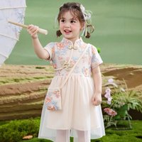 2025 Cross Border Summer Dress Chinese Style Embroidered Mesh Princess Dress + Bag Two Piece Set