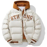 Winter Cotton-padded Men's New Fake Two-piece Hooded Cotton-padded Men's Thickened Short Bread Clothes Hooded To Keep Warm