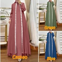 Women's Clothing New Middle Eastern Muslim Fashion Elegant Solid Color Loose Long Sleeved Lace Cardigan Robe Dress