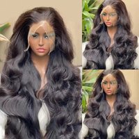 Wig female mid-point long hair air bangs big wave front lace natural fluffy curly hair full headgear spot