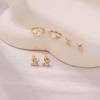 Jewelry Set Fashion Hot SaleReal Brass Electroplating Personality Creative Inlaid Zircon Lightning Shaped Earrings Set