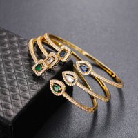 Cao Shi's open bracelet trend ins brass zircon bracelet temperament Korean version simple banquet bracelet gift