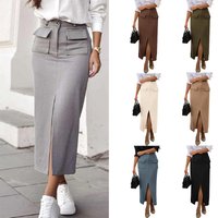Women's Clothing women's sexy temperament office leisure pocket slit hip skirt tight skirt